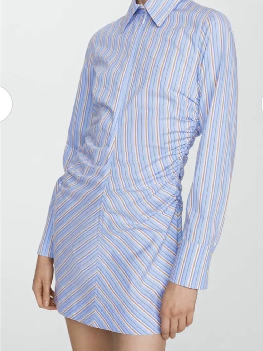 Mango Striped Blue and White Long  Sleeves Shirt Dress